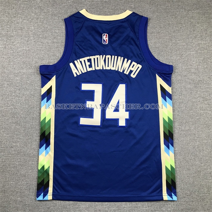 Maillot Enfant Milwaukee Bucks Giannis Antetokounmpo NO 34 Ville 2022-23 Bleu